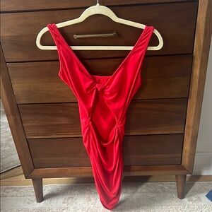 Chic Red Draped Dress